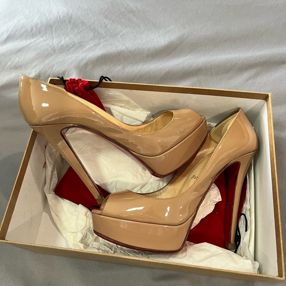 Christian Louboutin Banane 140 mm nude platform heels size 37.5 - Picture 8 of 8